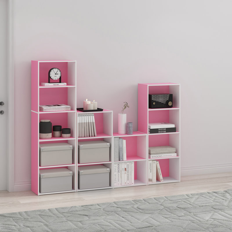 Heinzpeter 53.9cm H x 39.5cm W Cube Bookcase, Pink/White