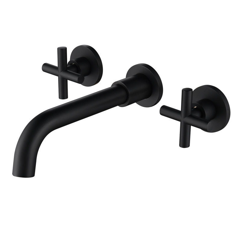 Robinet de salle de bain mural noir mat, Noir mat