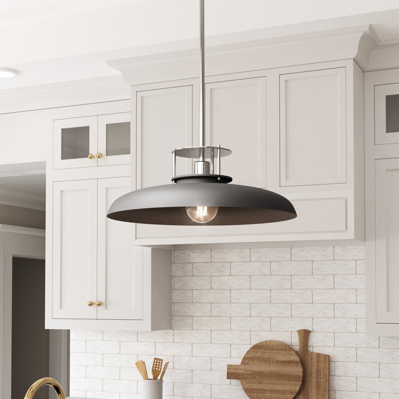 Luminaire suspendu 1 lumière Allbright, gris, Nickel