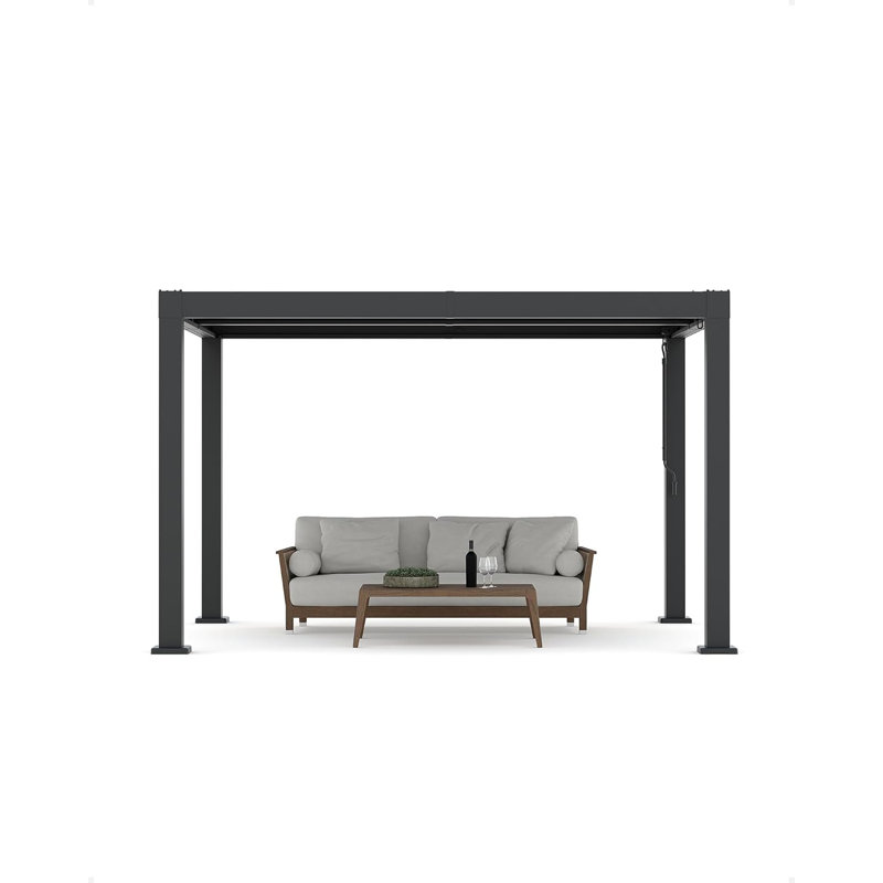Pergola à persiennes avec structure entièrement en aluminium, toit à persiennes réglable, 10 pi x 12 pi, système de drainage intégré, patio extérieur moderne et pavillon de jardin