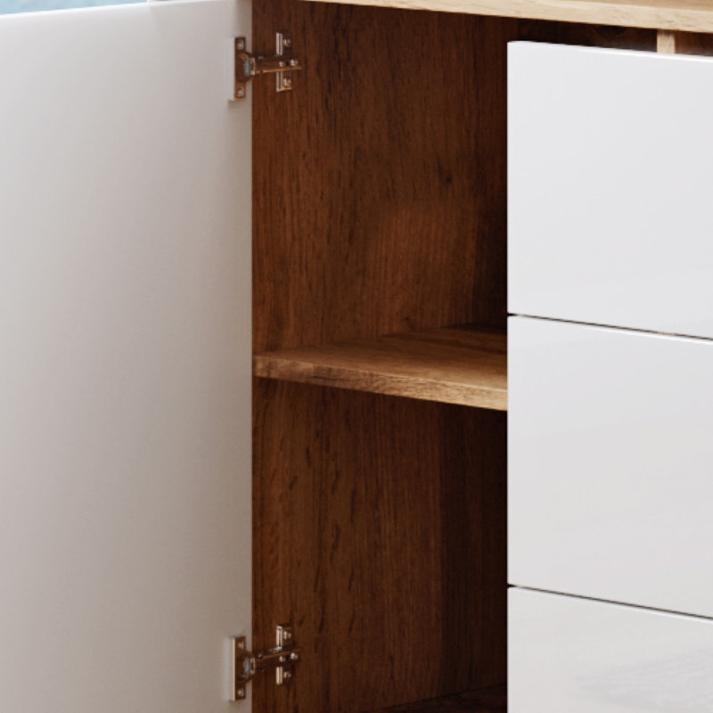 Wander 150cm Sideboard, Wotan Oak/White Glossy