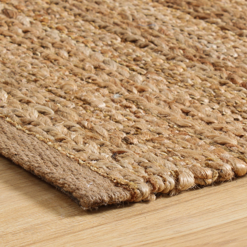 Modern Farmhouse Handmade Natural Fiber Jute Indoor Area Rug with Cotton Backing, Rectangle 10' x 14', Brown/Tan