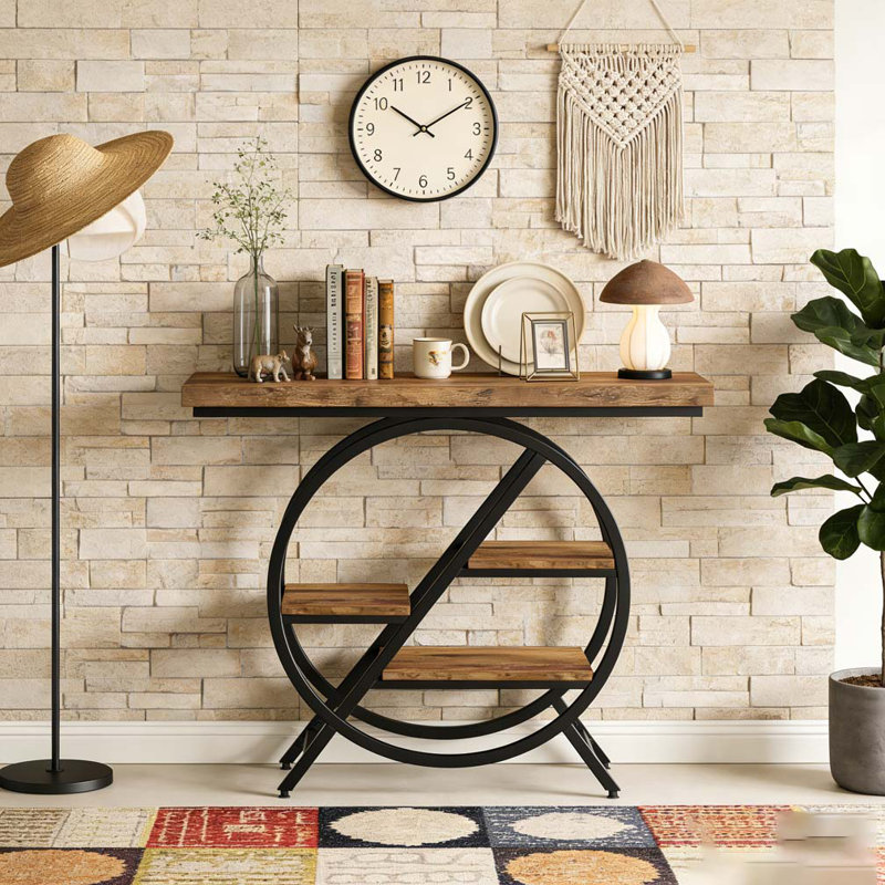 4-Tier Entryway Table with Geometric Metal Frame