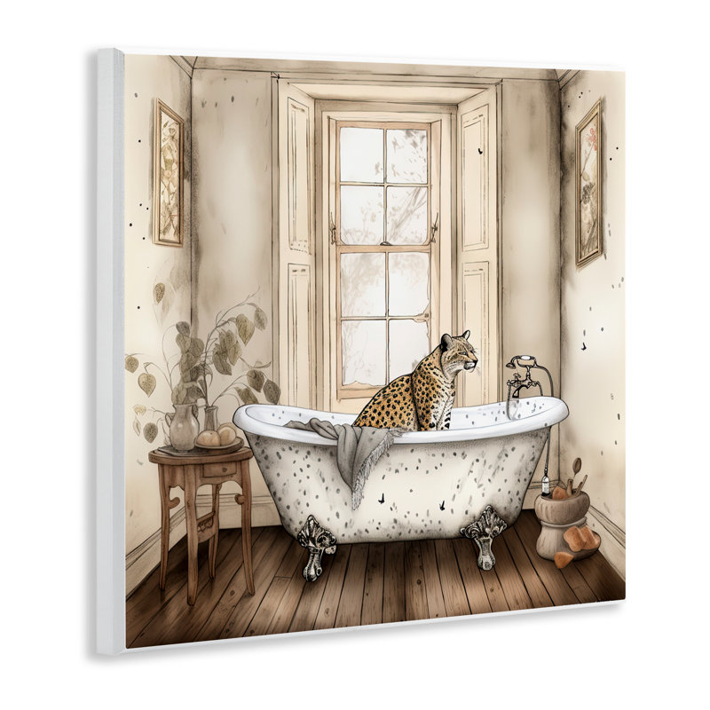 Plaque murale neutre Leopard Bathtime, design par Sasha