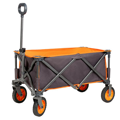 Collapsible Folding Wagon, Push Pull Foldable Beach Wagon Cart With All-Terrain Wheels, Heavy Duty Utility Grocery Wagon For Outdoor Camping Garden Sp -  PET SUPPLY PLUS INC, HYC074C1HB4D