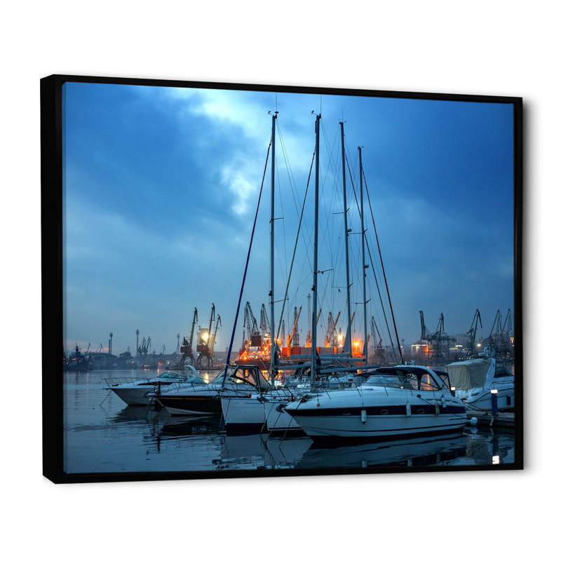 Photo Port Sérénité III sur toile, Cadre flottant noir, H 16 po x l 32 po x P 1 po