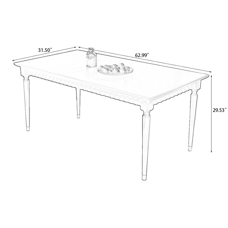 Black Rectangular Solid Wood Dining Table, 29.53"H x 62.99"L x 31.5"W