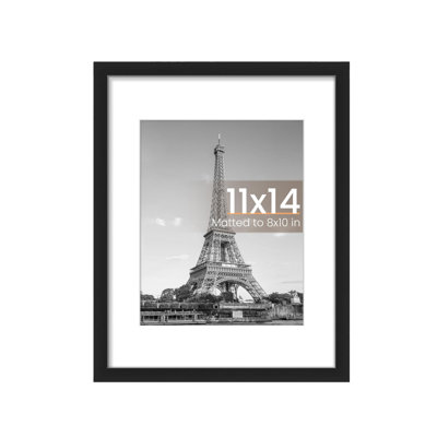 11x14 Picture Frame, Display Pictures 8x10 with Mat or 11x14 Without Mat, Wall Hanging Photo Frame 1 Pack (Black)
