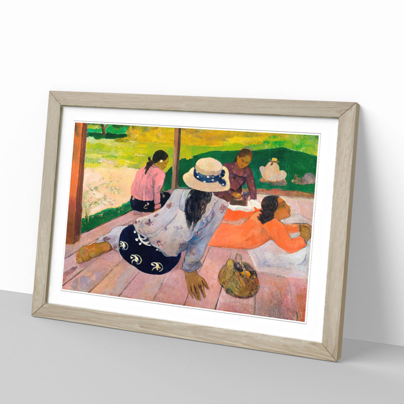 The Siesta by Paul Gauguin - Picture Frame Painting on MDF, Oak Framed, 48cm H x 65cm W x 2cm D