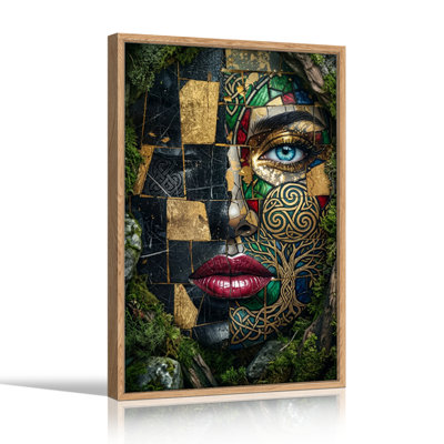 Mosaic Face Canvas Wall Art Oil Painting Print Set Of 1