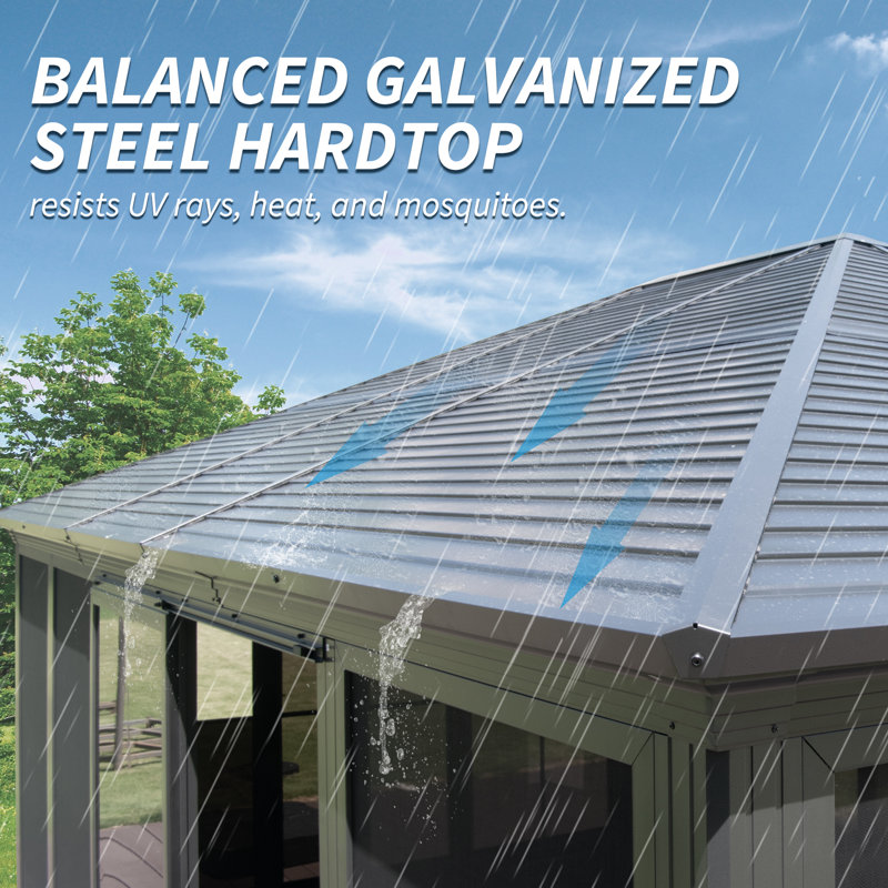 16.5 Ft. W x 13 Ft. D Aluminum Patio Gazebo Solarium