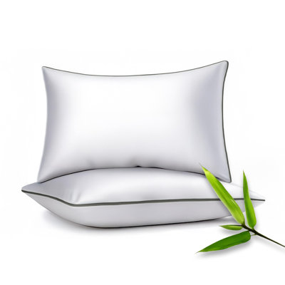 100% Viscose from Bamboo Trimmed Pillowcases Only, 300 Thread Count, Hidden Zipper, Cooling Breathable, Bedding Pillow Covers for Hot Sleepers - Gift-Ready Packaging, PACK OF 2 (Charcoal Pewter)