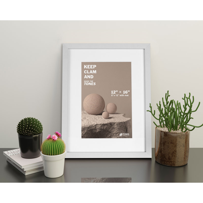 Cadre photo simple en bois doré, 1, Blanc, 12 po x 16 po