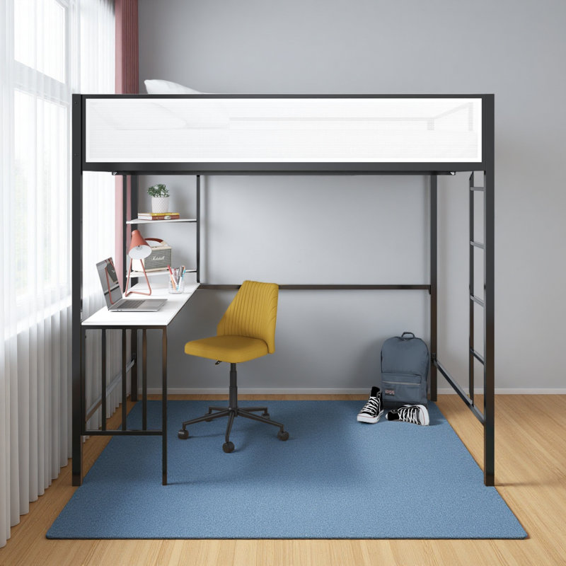 Loft Bed With Desk & Shelves, Full