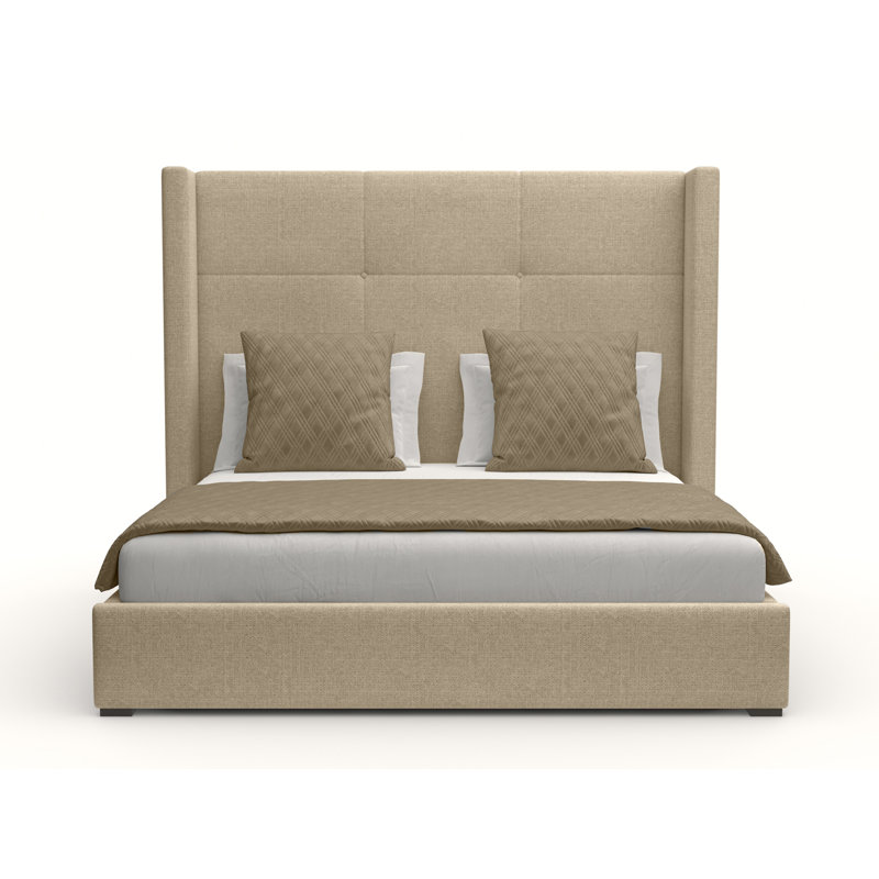 Lit tapissier standard Esparto, Très grand lit taille mi-haute, Revolution® graine de lin