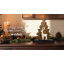 Élégante sculpture en bois faite à la main de Joyeux mot avec le Père Noël - Sculpture de table moderne pour la maison et le décor de Noël