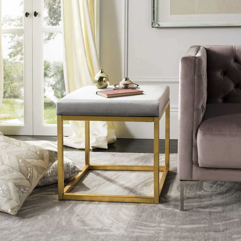 Shepherd Velvet Ottoman, Gray
