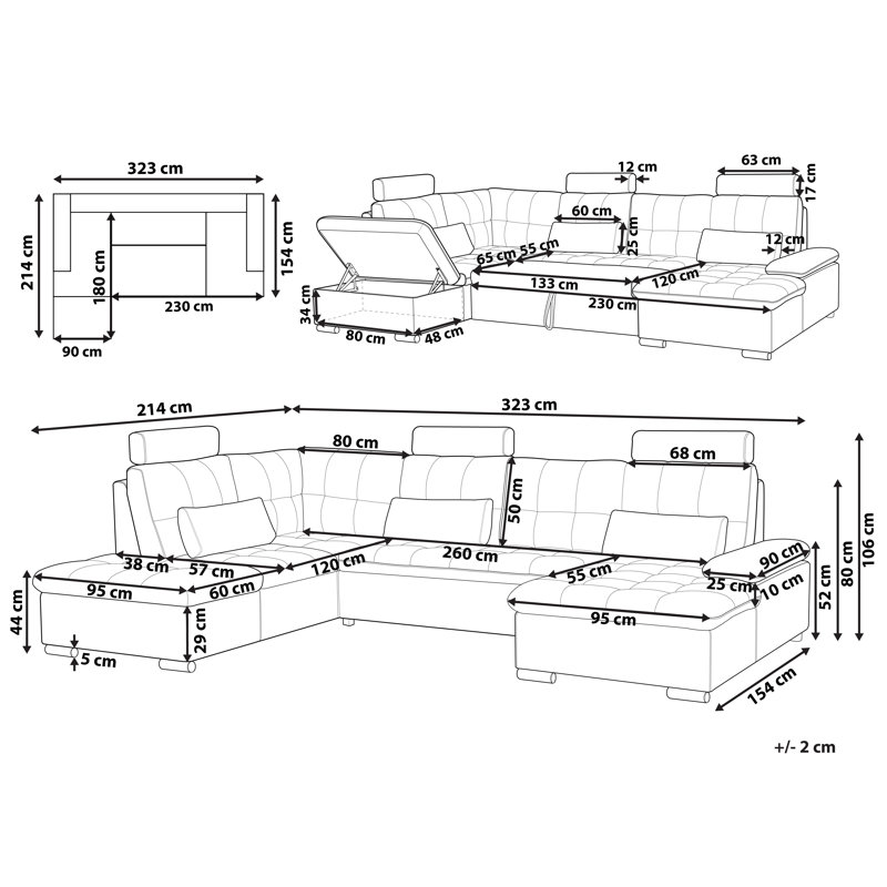 Carmo 5 Seater Sofa Bed