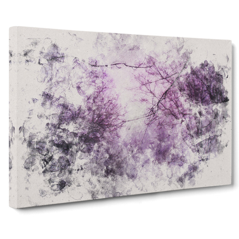 Purple Sky Behind The Winter Trees - Wrapped Canvas Print, 60cm H x 91cm W x 3cm D