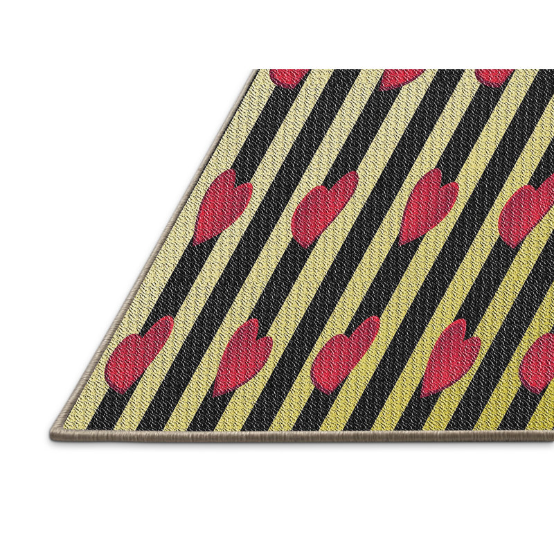 Tapis rouge / vert Power Loom, Rectangle 5 pi x 7 pi