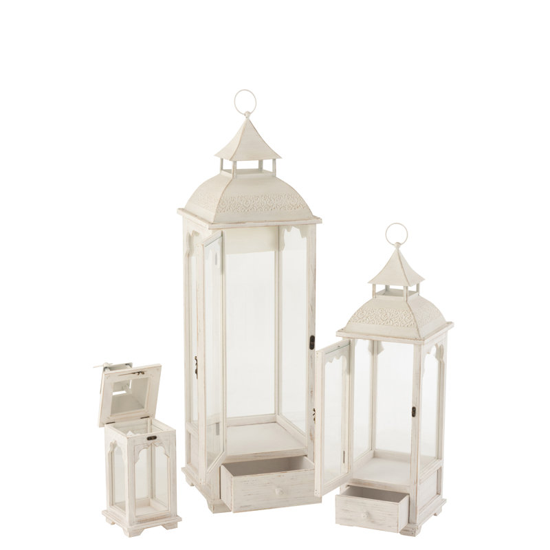 Cozy 3 Piece Wood Tabletop Lantern Set