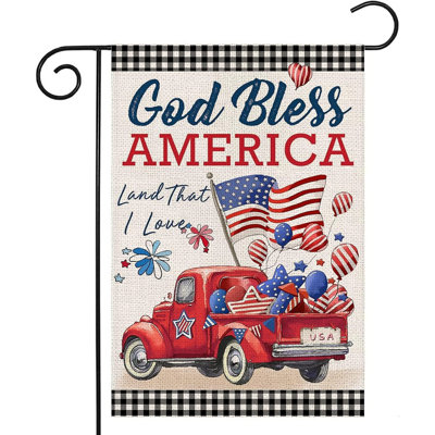 4th Of July Garden Flags For Outside,patriotic American Truck With Buffalo Plaid Small Yard Flags For Outdoor, Memorial Day Decorations For Holiday Summer 250th Usa Anniversary 12x18 Inch Double Sided