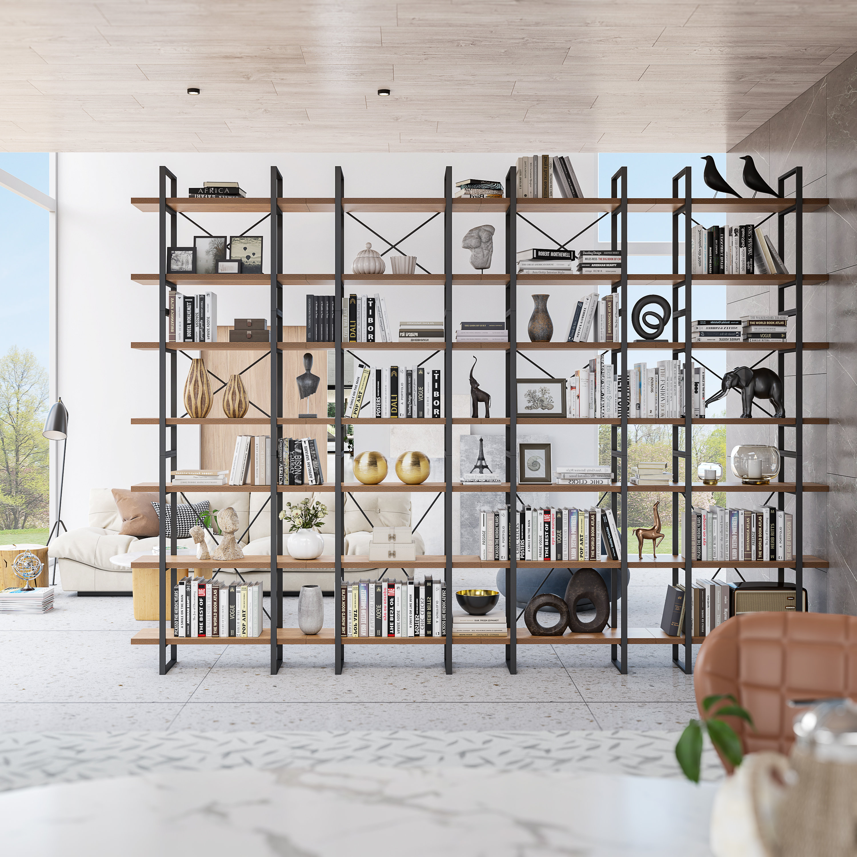 17 Stories 17 Storeys 7-Tier Walnut Colour Display Etagere Bookshelves