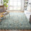 Tapis bleu / ivoire en laine touffeté à la main Jahiem