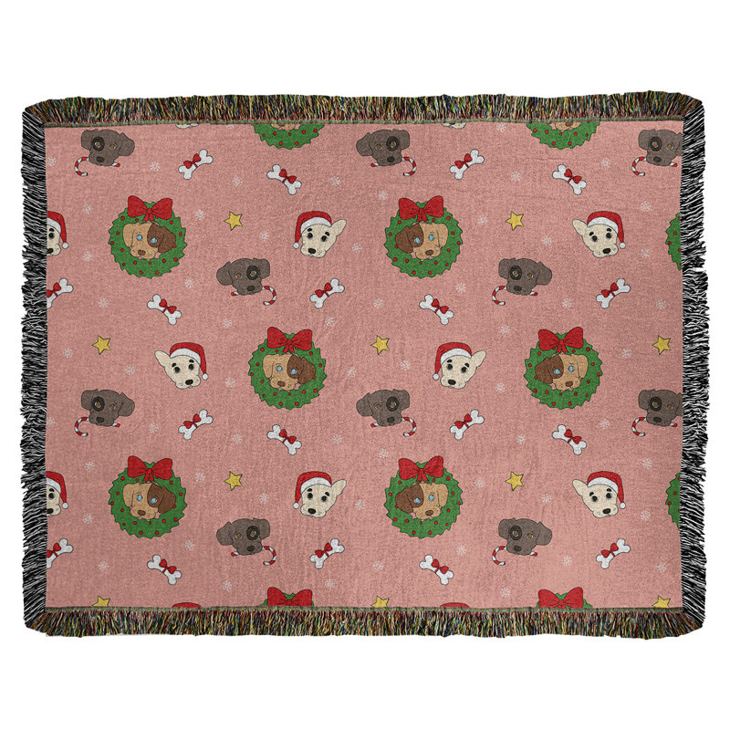 Hand Woven Throw Blanket, Red/Green/Gray, 80" W x 60" L