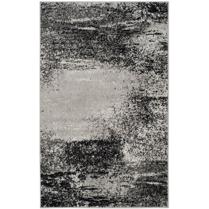 Algonquin Performance Abstract Rug, Rectangle 3' x 5', Black/Gray