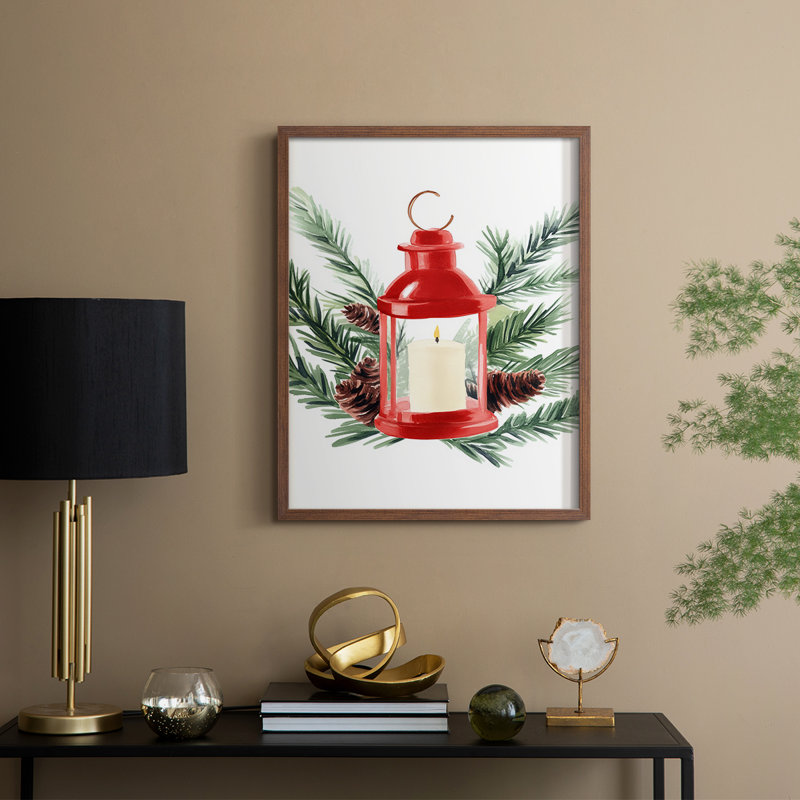 «Christmas Holiday Art» CECL XXVI, reproduction d'art encadrée - bois massif, Noyer, H 21 po x l 17 po