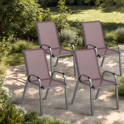 Chaises de salle à manger empilables de patio, sièges modernes de maille en acier pour la cour arrière