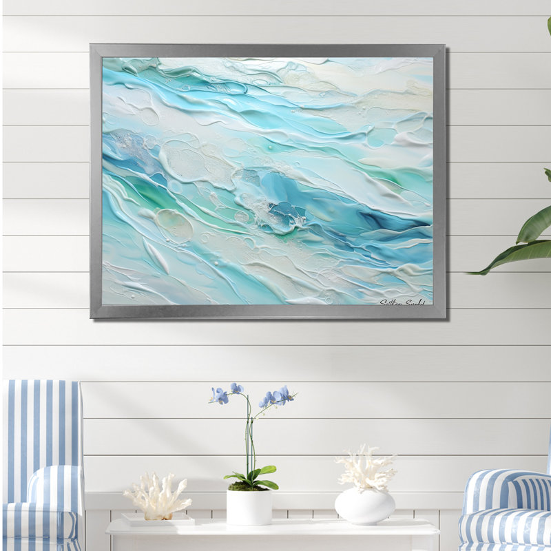 «Ocean Charm», art mural océanique, H 30 po x l 40 po x P 1,5 po, Cadre flottant blanc