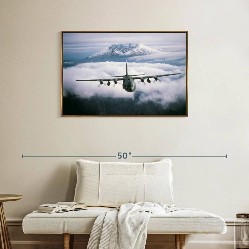 Avion militaire, Cadre flottant doré, 37 po x 25 po
