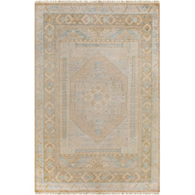 Tapis bleu / noué à la main Yanna