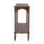 Console 47 x 14 x 30 po en bois brun rustique avec pieds en spirale tournés et tablette inférieure
