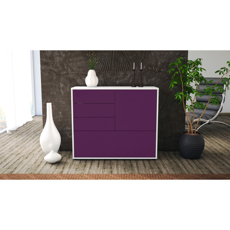 Redondo 92cm Sideboard, White/Purple