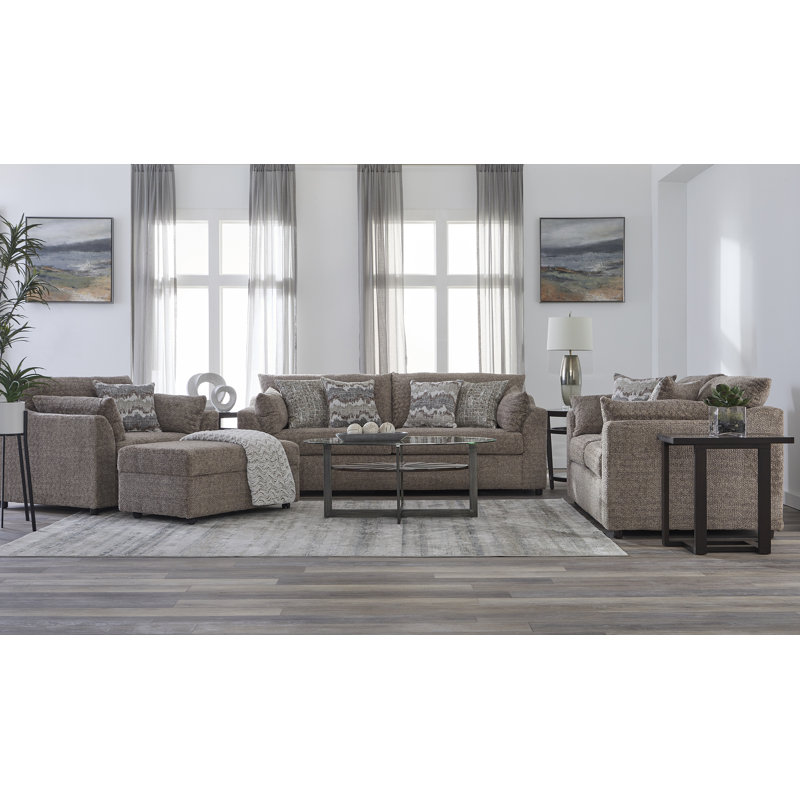 Causeuse rembourrée 65 "avec coussins Kori, Caramel plongeant