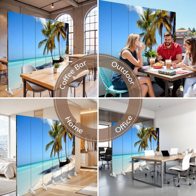 Paravent 6 panneaux paravent Royal Tropical Beach, 6, 71" H x 96" W x 1" D