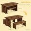 Ensemble de table de salle à manger 3 pièces avec 2 bancs, table de salle à manger en bois massif de style campagnard, sièges peu encombrants pour 4 à 6 personnes, ensemble de salle à manger rustique pour maison, appartement et café