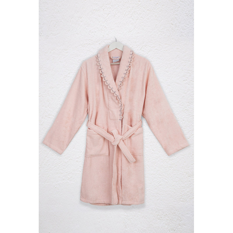 Peignoir 100% coton mi-mollet avec poches, G / TG