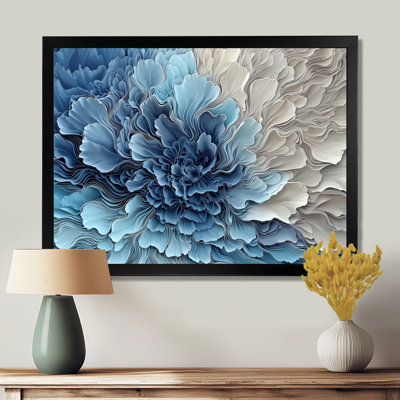 «Blue White Coastal Garden Of Flowers I - Abstract Botanicals», reproduction sur toile