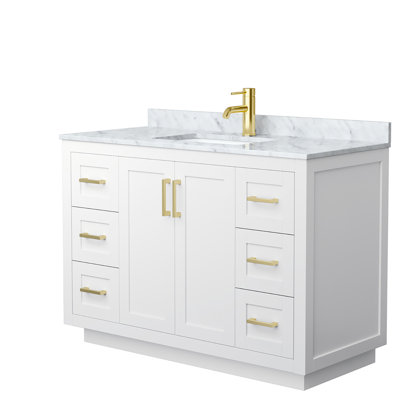Ensemble de meuble-lavabo simple autoportant avec plateau en marbre Miranda
