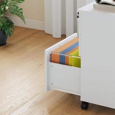 Classeur à 3 tiroirs avec serrure, classeur mobile sous le bureau pour le bureau à domicile, rangement en bois pour documents de format lettre / a4 / légal
