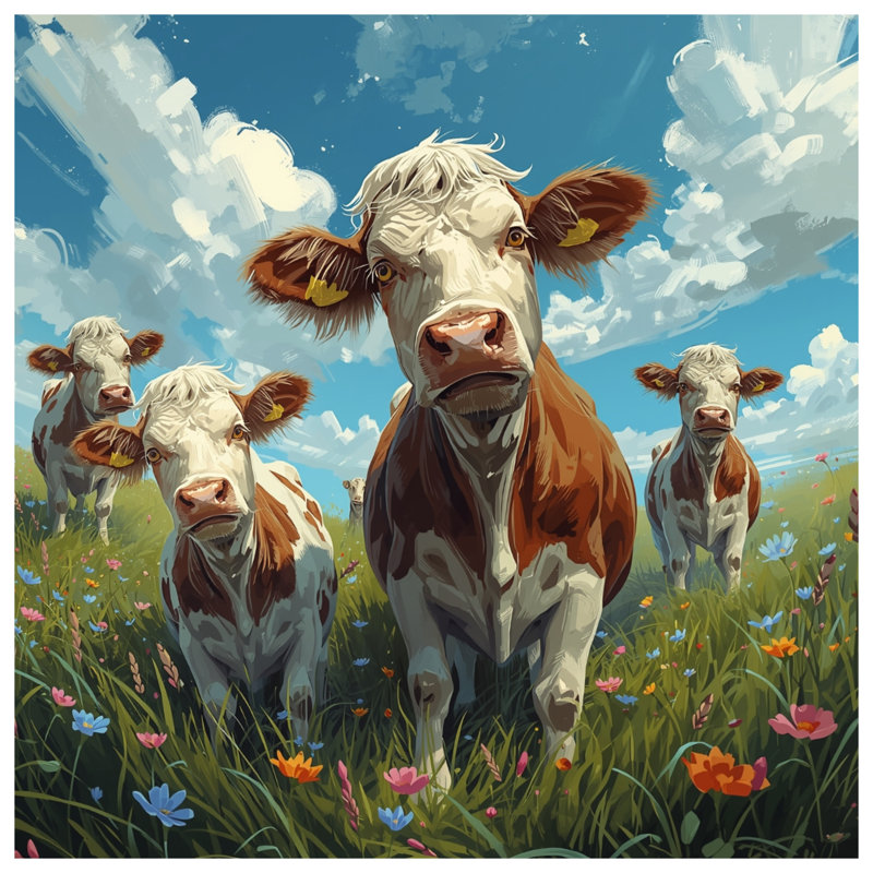 Cows In Flower Field Comforter, Twin Extra Long