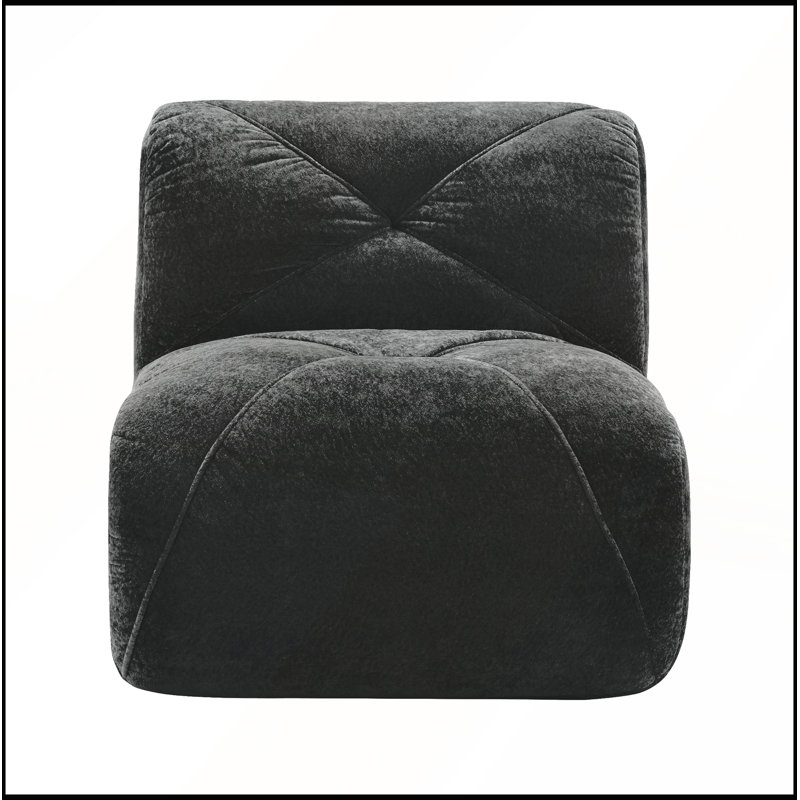 Luxueux canapé en velours noir sans accoudoirs, parfait pour une élégance moderne et une assise confortable