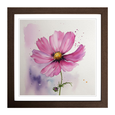 Cosmos Watercolour No.3 - Single Picture Frame Print on Wood