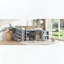 Lit mezzanine simple avec armoires de rangement et bureau coulissant-1437854489