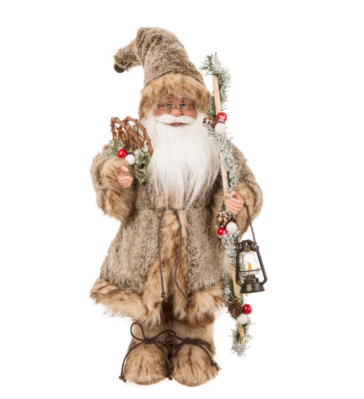 Debout père noël Faux Fur Figurine, H 18,11 po x l 7,87 po x P 5,91 po