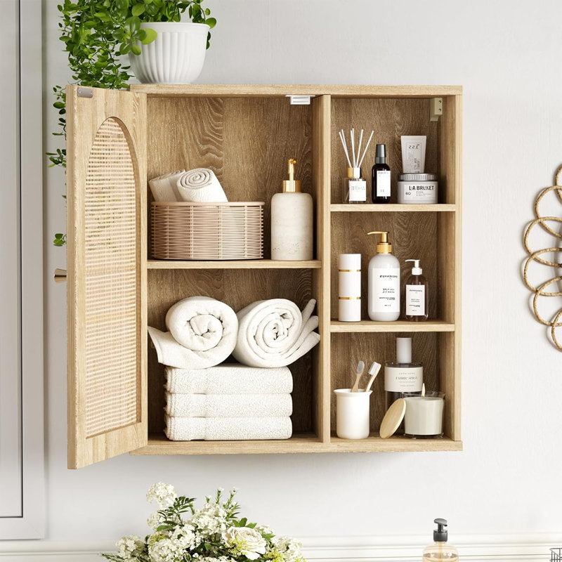 Armoire de salle de bain en rotin avec porte